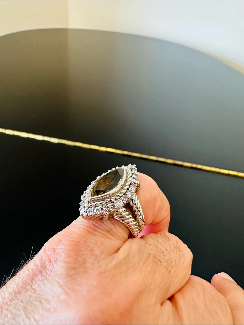 Judith Ripka Luxury Designer Couture Runway RARE Authentic Formal Silver Ring